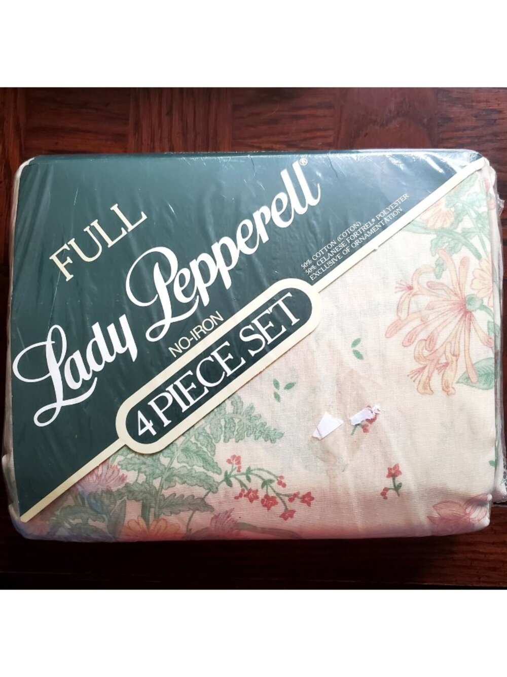 Vtg 4pc Full Sheet Set NIP Lady Pepperell Deval Floral on Buttery Cream Cottage